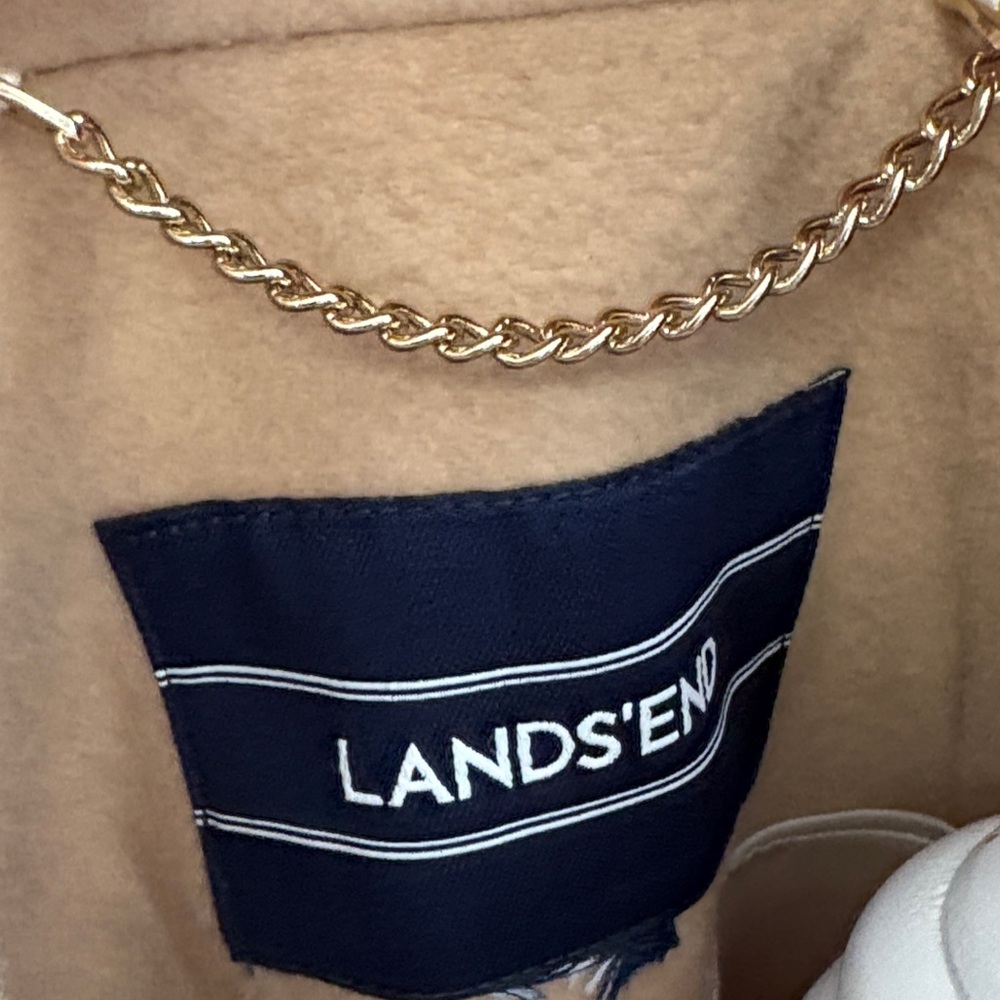 NWOT Lands' End Women's Tan Double-Breasted Pea‎ Coat Wool Blend size 2X - Picture 2 of 6